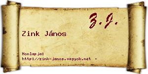 Zink János névjegykártya